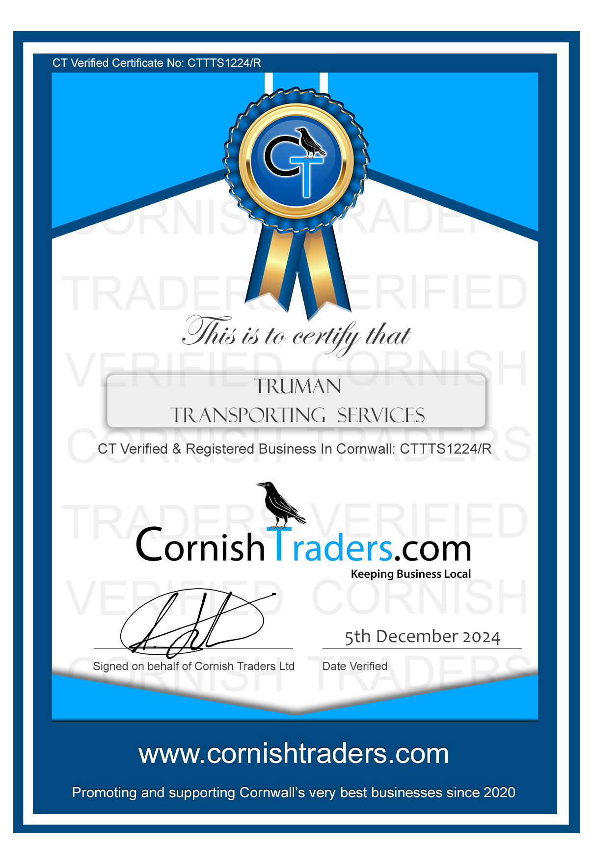 CT Verified Certificate 2024